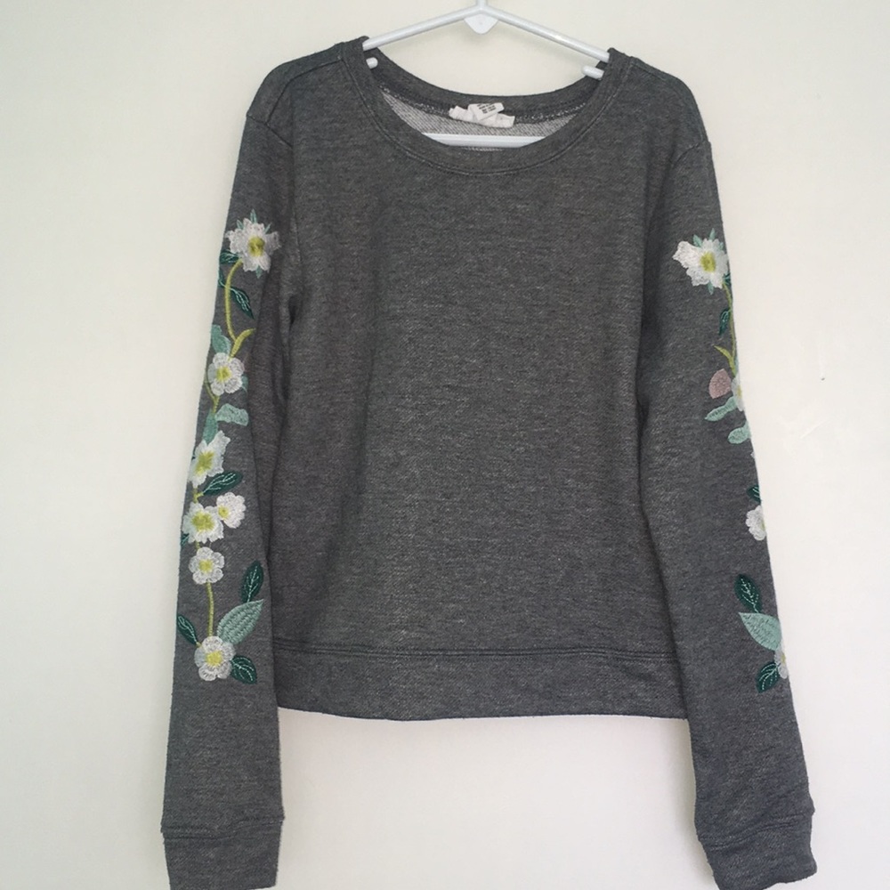 Girls Floral Sleeve Sweater